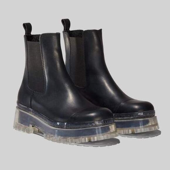 Marc Jacobs The Stomper Boot- Clear Sole Chelsea Boot in Black Leather, Size 40 - Picture 1 of 16